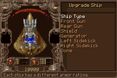 目前版本 Upgrade Ship 武器與裝備選單